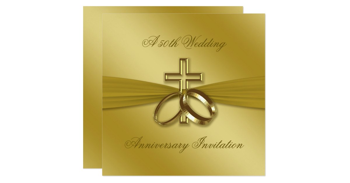Religious Golden 50th Wedding Anniversary Invite | Zazzle.com