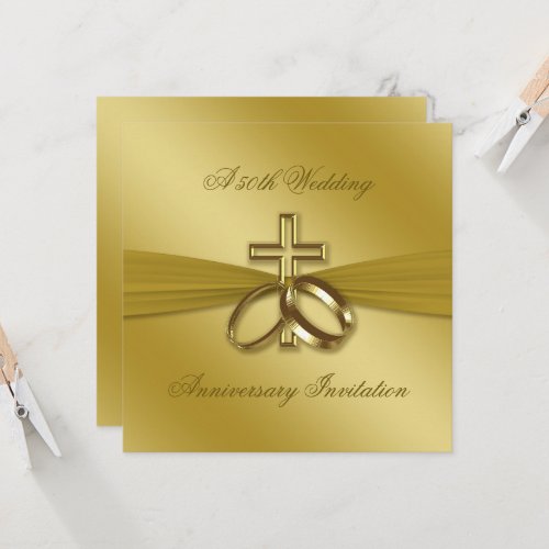 Religious Golden 50th Wedding Anniversary Invite