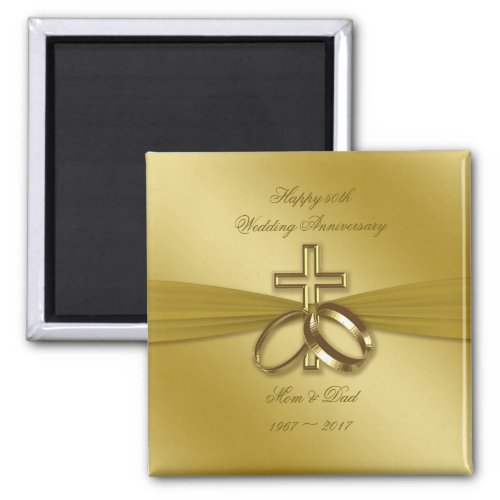 Religious Golden 50th Wedding Anniversary Magnet