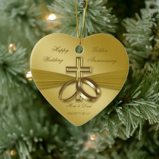 Religious Golden 50th Wedding Anniversary Ornament (Tree)