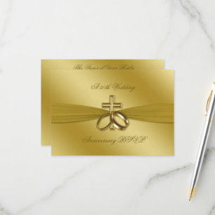 Religious Golden 50th Wedding Anniversary RSVP Card
