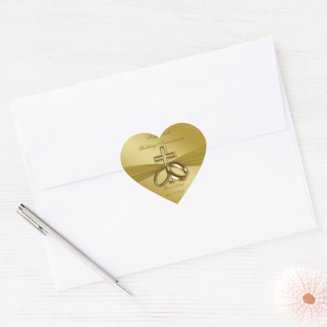 Religious Golden 50th Wedding Anniversary Sticker (Envelope)