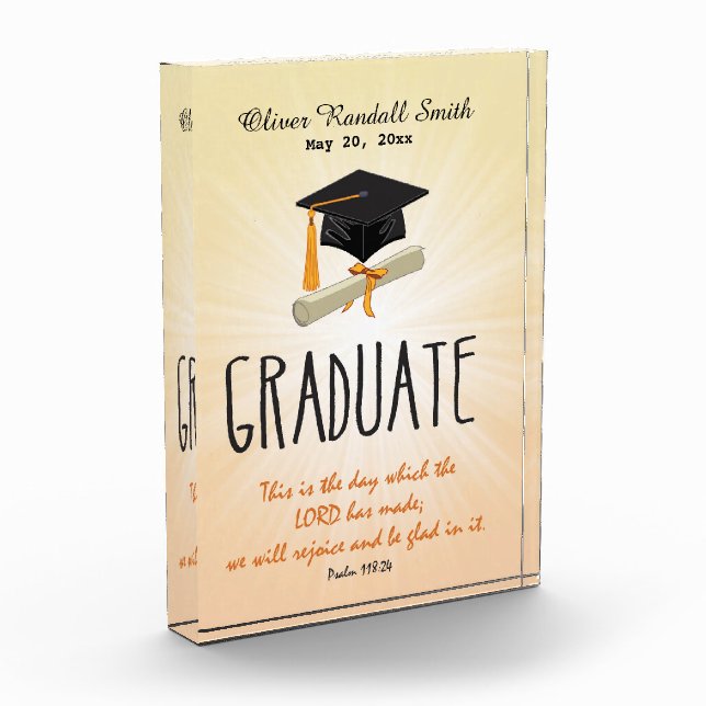 Religious Graduation Gold Starburst with Black Cap Acrylic Award (Left)