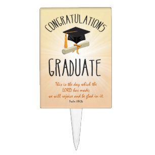 Religious Graduation Gold Starburst with Black Cap Cake Topper