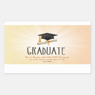 Religious Graduation Gold Starburst with Black Cap Rectangular Sticker
