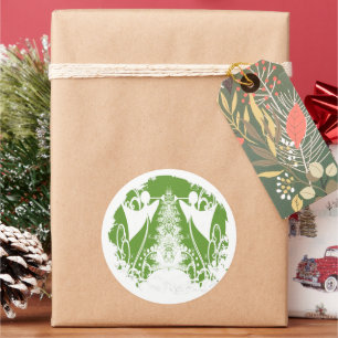 Religious Green and White Angel Christian Classic Round Sticker