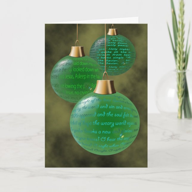 Religious Green Ornament Christmas Holiday Card (Front)