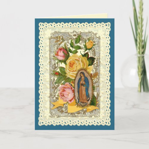 Religious Guadalupe Flowers Catholic Birthday     Holiday Card