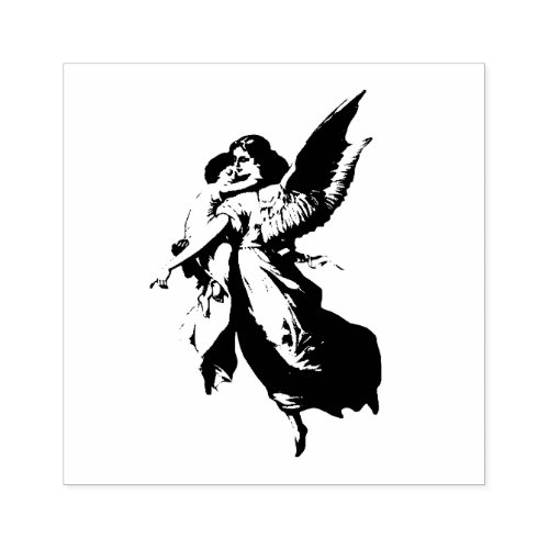 Religious Guardian Angel Child Catholic Christian Rubber Stamp