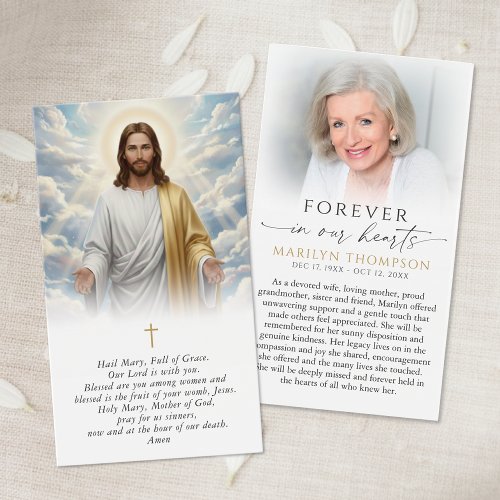 Religious Hail Mary Prayer Jesus Funeral Card