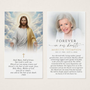Religious Hail Mary Prayer Jesus Funeral Card