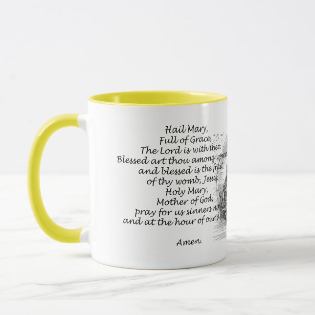 Religious Hail Mary Prayer Quotes Words Mug (Left)