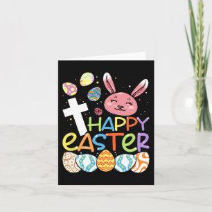 Religious Happy Easter Bunny Rabbit Eggs Jesus Cro Card