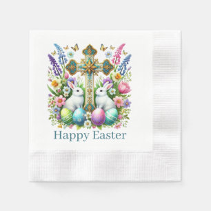 Religious Happy Easter Cross Napkins