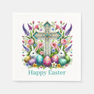 Religious Happy Easter Cross Napkins