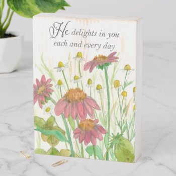 Religious He Delights In You Wildflowers Wooden Box Sign by CountryGarden at Zazzle