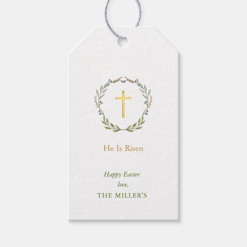 Religious He is risen Gold Cross Easter Gift Tags