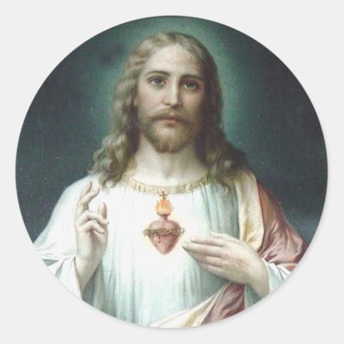 Religious Heart of Jesus Prayer Vintage  Classic R Classic Round Sticker