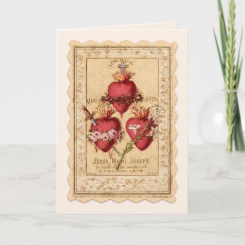 Religious Hearts of Jesus Mary Joseph Card