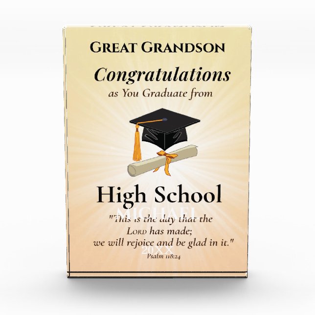 Religious High School Graduation Name Starburst Acrylic Award (Front)