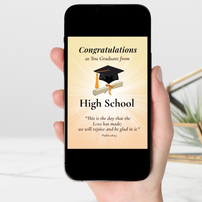 Religious High School Graduation Scripture Congrat Card (Front Digital)