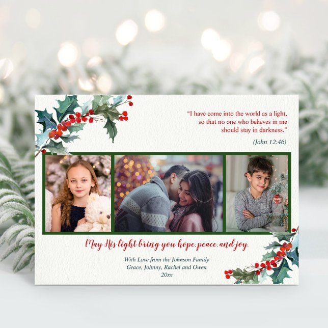 Religious holly berries watercolor Christmas card (Creator Uploaded)