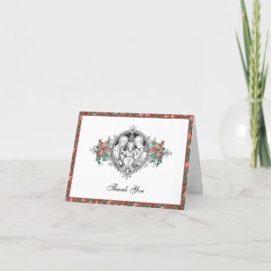 Religious Holy Family Elegant Red Roses  Letterpress Thank You Card