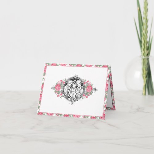 Religious Holy Family Elegant Red Roses Thank You Card