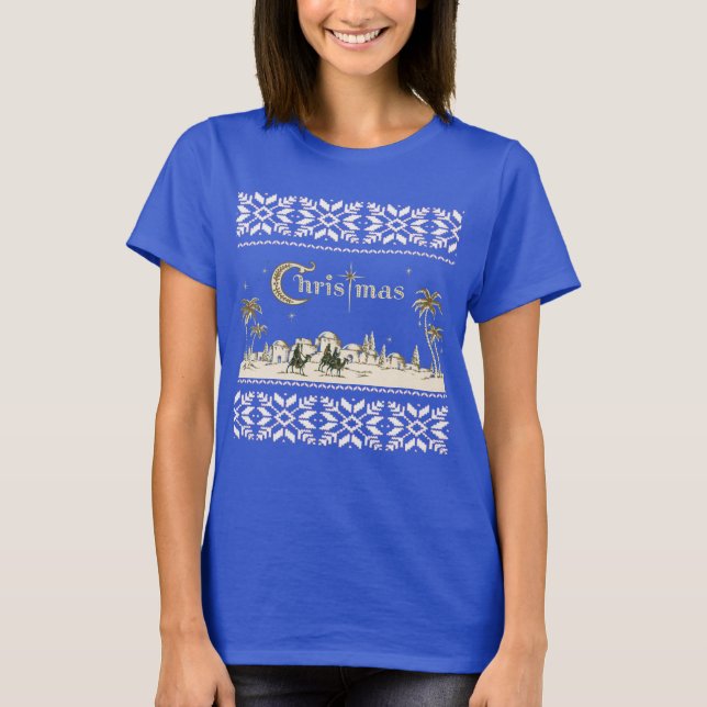 Religious Holy Night Jerusalem Christmas Nativity T-Shirt (Front)