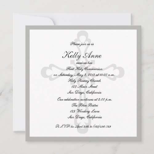 Religious Invitation Cross Watermark Elegant