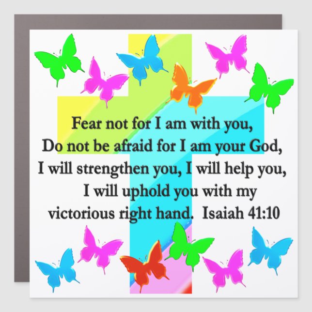 RELIGIOUS ISAIAH 41:10 SCRIPTURE VERSE CAR MAGNET (Front)