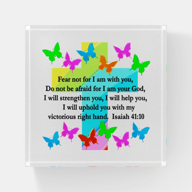 RELIGIOUS ISAIAH 41:10 SCRIPTURE VERSE PAPERWEIGHT (Front)