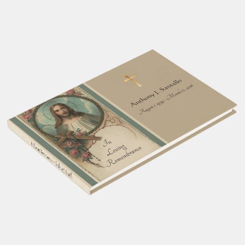 Religious Jesus Funeral Memorial Vintage Guest Book