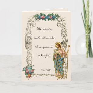 Religious Jesus Good Shepherd Scripture Floral Card