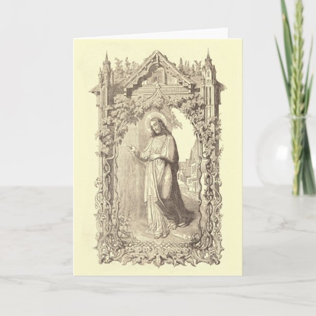 Religious Jesus Knocking at the Door Card (Front)
