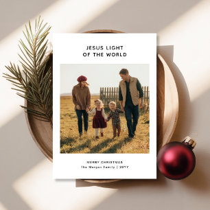 Religious Jesus Light of the World Family Photo Holiday Card