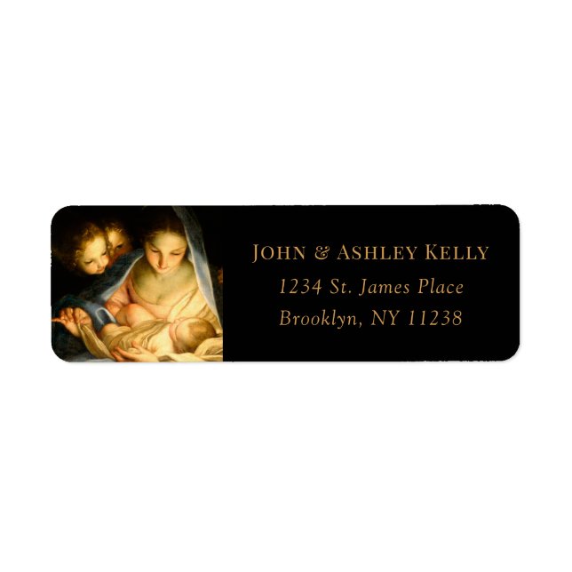 Religious Jesus, Mary & Angels Christmas Label (Front)