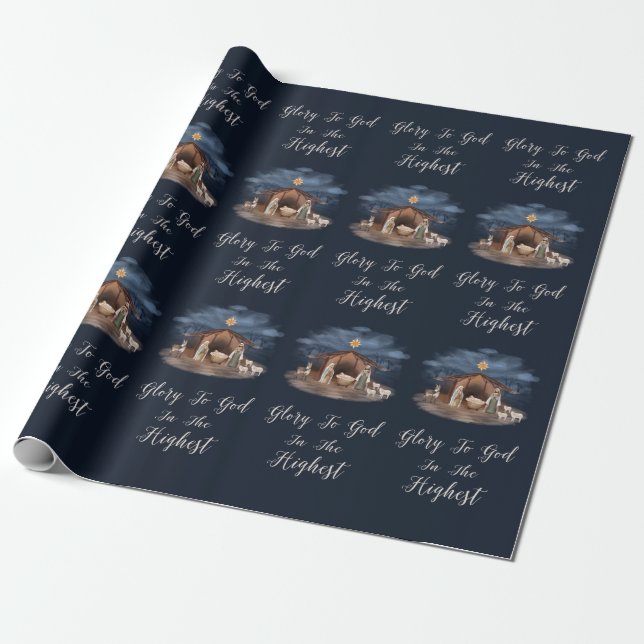 Religious Jesus Nativity Christian Wrapping Paper (Unrolled)