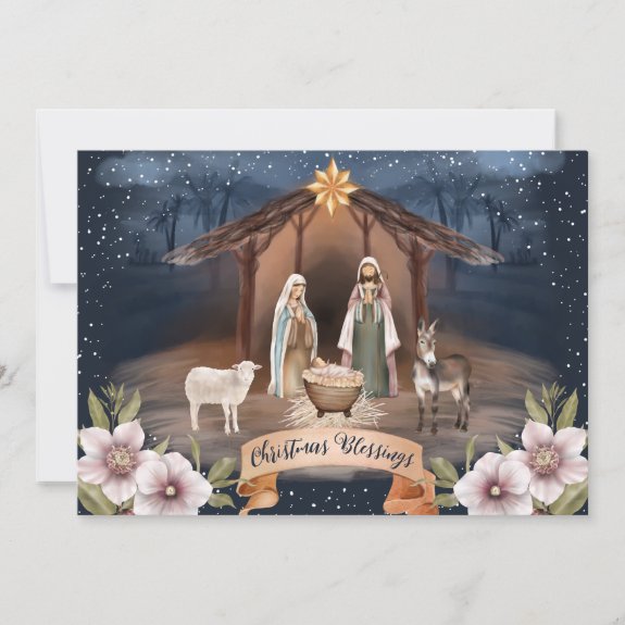 Religious Jesus Nativity Scene Christmas Card