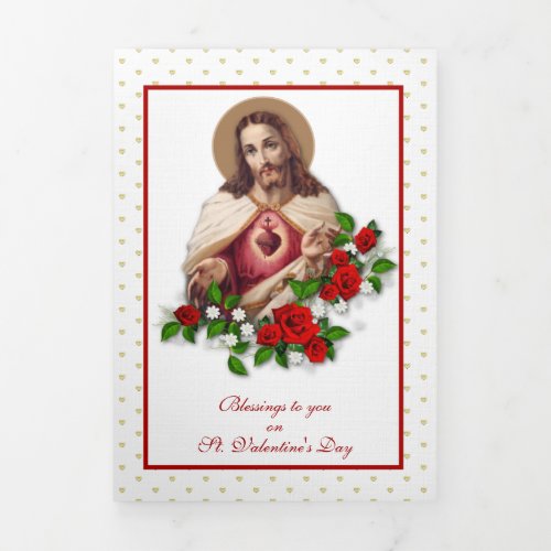 Religious Jesus Virgin Mary Vintage Valentine Tri_Fold Card