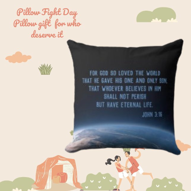 Religious John 3:16 Bible Verse Throw Pillow (Creator Uploaded)