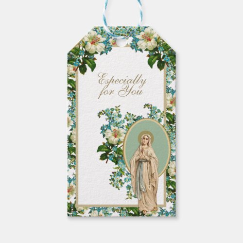 Religious Lady of Lourdes Catholic Floral  Gift Tags