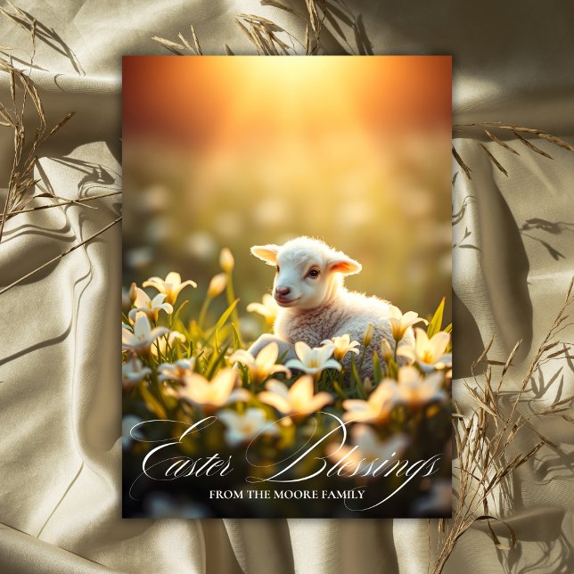 Religious Lamb & Floral Easter Blessings Prayer Holiday Card (Religious Lamb & Floral Easter Blessings Prayer Holiday Card)