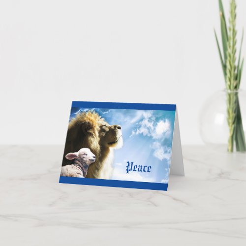 Religious Lion and Lamb Christmas Greeting Card