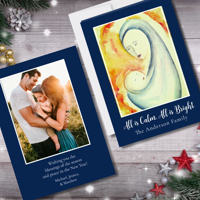 Religious Madonna and Child Nativity Family Photo  Holiday Card (Creator Uploaded)