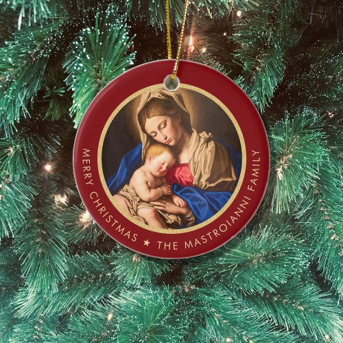 Religious Madonna  Child Catholic Christmas Gift  Ceramic Ornament