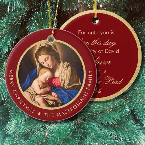 Religious Madonna  Child Christmas Gift Ceramic Ornament