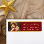 Religious Madonna & Child Christmas Return Address Label<br><div class="desc">Add an elegant, meaningful touch to your holiday season with these religious Christmas return address labels featuring a beautiful painting of the Madonna and Child by artist Giovanni Battista Salvi in a red and gold color palette with faux glitter. Your family name and address are set in a simple, modern...</div>