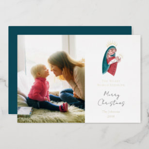 Religious Maria & baby Jesus Christmas Foil Holida Foil Holiday Card
