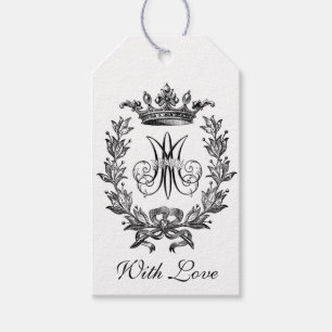 Religious Marian Monogram "M" Black & White Gift Gift Tags